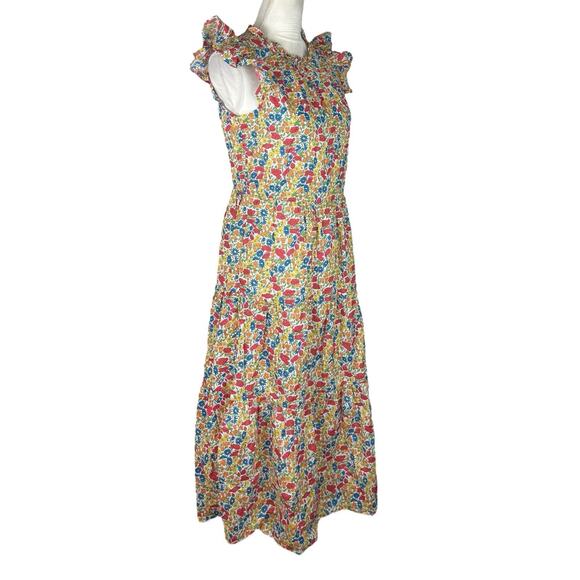 J. Crew Tiered Midi Dress in Liberty Poppy and Daisy Print Ruffle Detail Size XS - Picture 2 of 8